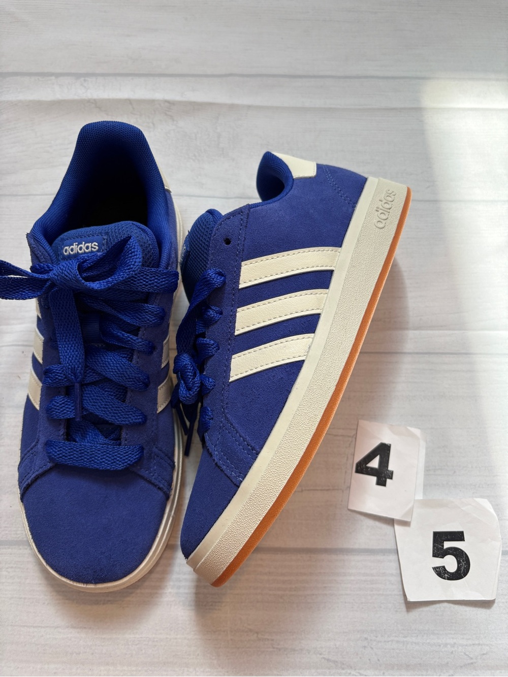 adidas Royal Blue Suede Sneakers with Cream Stripes